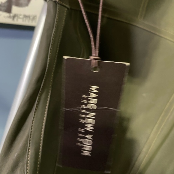 Andrew Marc Leather Moro Jacket Olive - Picture 9 of 16